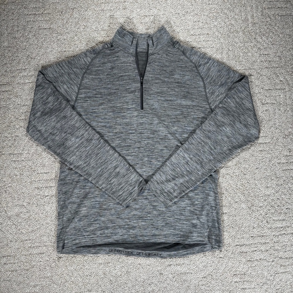 Lululemon Men’s Gray Quarter Zip Long Sleeve Athletic Pullover 22” Chest Sz XXL
